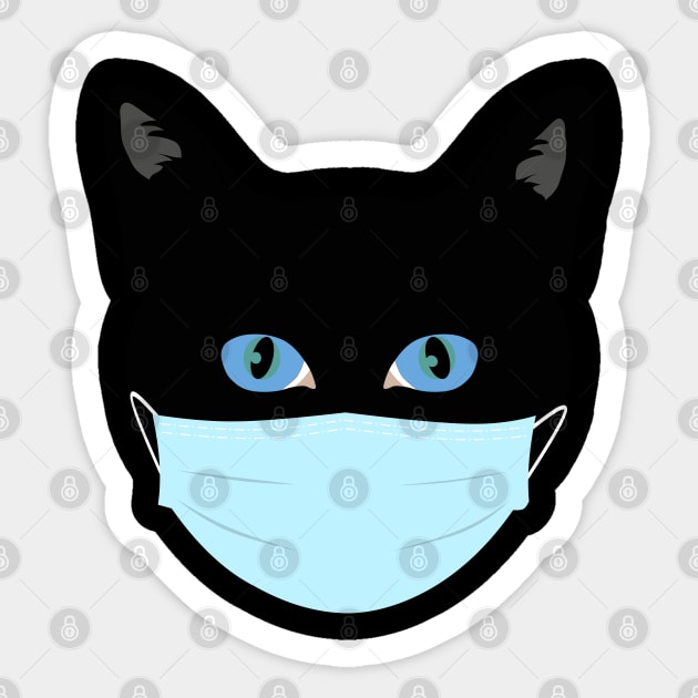 Black Cat Santa Mask 2020 Sticker by designnas2